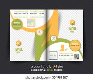 Vector Business Bi-Fold Brochure Template. Corporate Leaflet, Cover Design