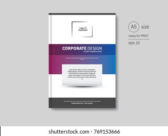 Vector business book cover layout with white surpassing element for text in the background and place for logo. Elegant business graphic.
