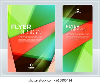 Vector business brochure or banner design template. Abstract green wave background. Vector illustration