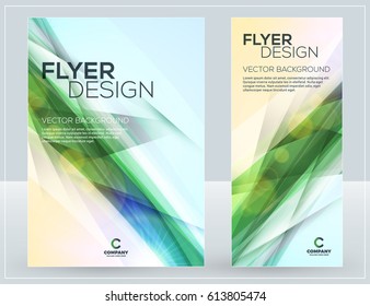 Vector business brochure or banner design template. Abstract green wave background. Vector illustration
