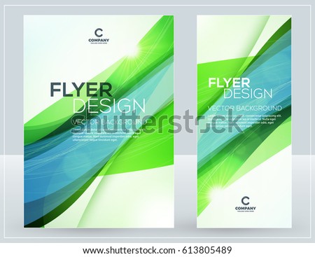 Vector business brochure or banner design template. Abstract green wave background. Vector illustration