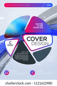 Vector business brochure cover design template. Abstract background with colorful gradients. Vector illustration. Geometric shapes with rounded edges