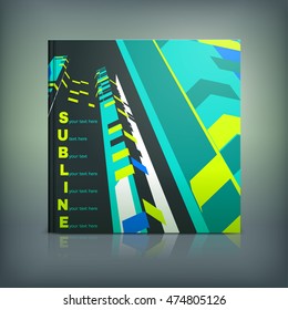 Vector business brochure cover template. Modern background for poster, print, flyer, book, booklet, brochure and leaflet design. Editable graphic collection in blue, yellow, green and black colors