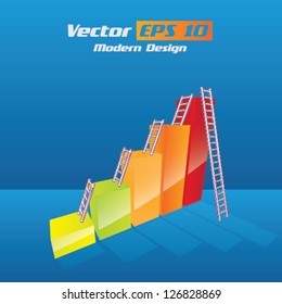Vector business brochure design with bar graph and ladder