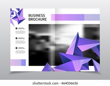 Vector business brochure design. Flyer with headline. Triangular or Polygonal Structures. Vector Illustration. MAgazine or catalog cover vector illustration.