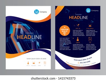 Vector business brochure design template. Corporate annual report. Flyer layout