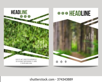 Vector business brochure design template with blur background and geometrical shapes. Can be used for presentation, web, flyer layout, elements for magazine, cover, poster.