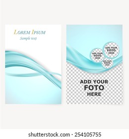 Vector business brochure, flyer template, blank with transparent strip, waves