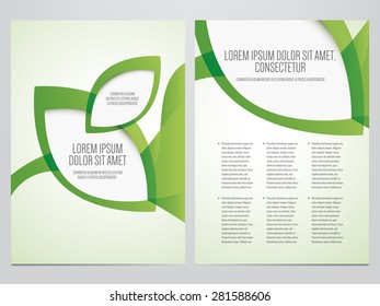 Vector business brochure, flyer template. Modern green corporate design.