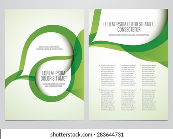 Vector business brochure, flyer template. Modern green corporate design.