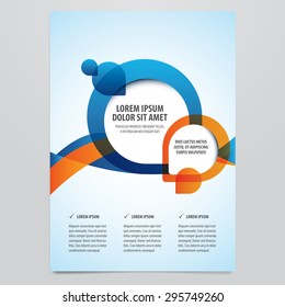 Vektorkaufbroschüre, Flyer-Vorlage. Modernes orangefarbenes und blaues Corporate Design.