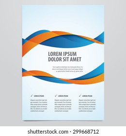 Vector business brochure, flyer template. Modern orange and blue corporate design.