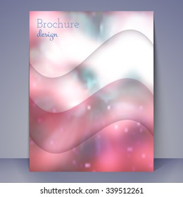 Vector business brochure or flyer template with bokeh and lights., Abstract blurred background for your design.