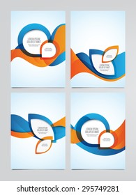 Vector business brochure, flyer templates. Set of modern orange and blue corporate designs.