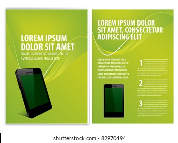 vector business brochure, smartphone flyer template