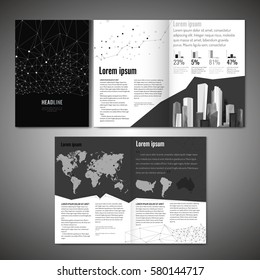 Vector business brochure template. Modern idea for flyer, book, booklet, brochure and leaflet design. Editable graphic layout with copyspace in grey, white and black colors