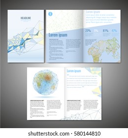 Vector business brochure template. Modern idea for flyer, book, booklet, brochure and leaflet design. Editable graphic layout with copyspace in light blue colors on a white background.