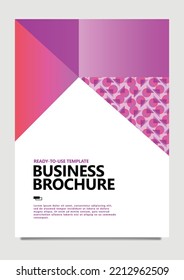 Folleto de negocio vectorial con gradiente suave rosa y púrpura y patrón geométrico. Adecuado para libros, revistas, catálogos, plantillas, informes anuales y publicaciones.