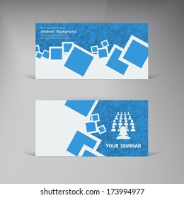 Vector  business card. Abstract blue brochure card and squares