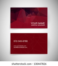 Vector business card with abstract polygonal background