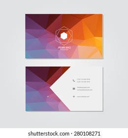 Vector business card with abstract polygonal background
