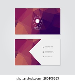 Vector business card with abstract polygonal background