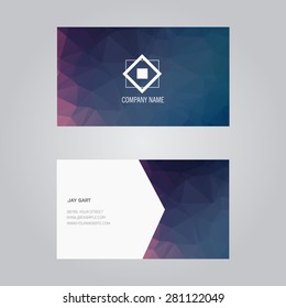 Vector business card with abstract polygonal background