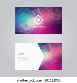 Vector business card with abstract polygonal background