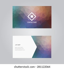 Vector business card with abstract polygonal background