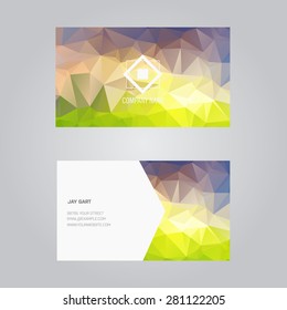 Vector business card with abstract polygonal background
