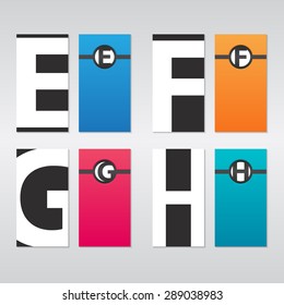 Vector Business card with alphabet letter E, F, G, H