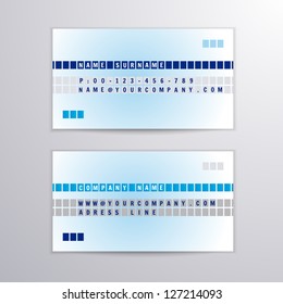Vector business card with blue and grey line