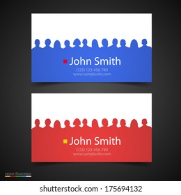 Vector business card conception with people silhouette.