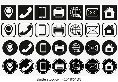 Vector business card contact information icons. contact information