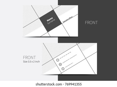 Vector business card design in angle with grating or net background. Simple corporate graphic.
