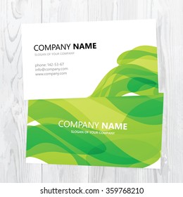 Vector business card design on wood texture
