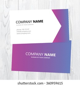 Vector business card design on wood texture 