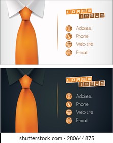 Vector business card design, shirt and tie illustration