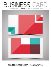 Vector business card design template - colorful geometric shapes. CMYK