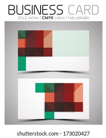 Vector business card design template - colorful geometric shapes. CMYK