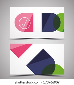 Vector business card design template - colorful geometric shapes. CMYK