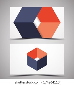 Plantilla de diseño de tarjetas de visita de vectores - formas geométricas coloridas. CMYK