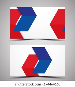 Vector business card design template - colorful geometric shapes. CMYK