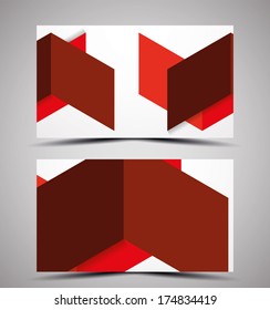 Vector business card design template - colorful geometric shapes. CMYK