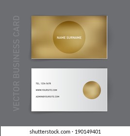Vector business card design template. Abstract sepia beige blurry bokeh background.