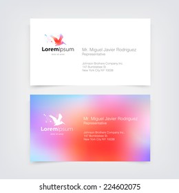 Vector business card design template with pelican logo