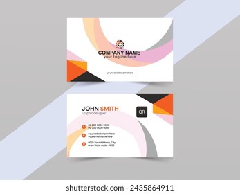 vector business card design template with front and back presentation.	
