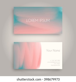 Vector business card design template with Abstract oil painting texture. Hand drawn paint brush background.