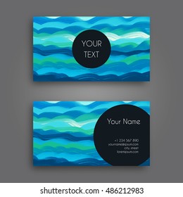 Vector business card design template with Abstract oil painting texture. Hand drawn paint brush background.