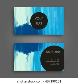 Vector business card design template with Abstract oil painting texture. Hand drawn paint brush background.

